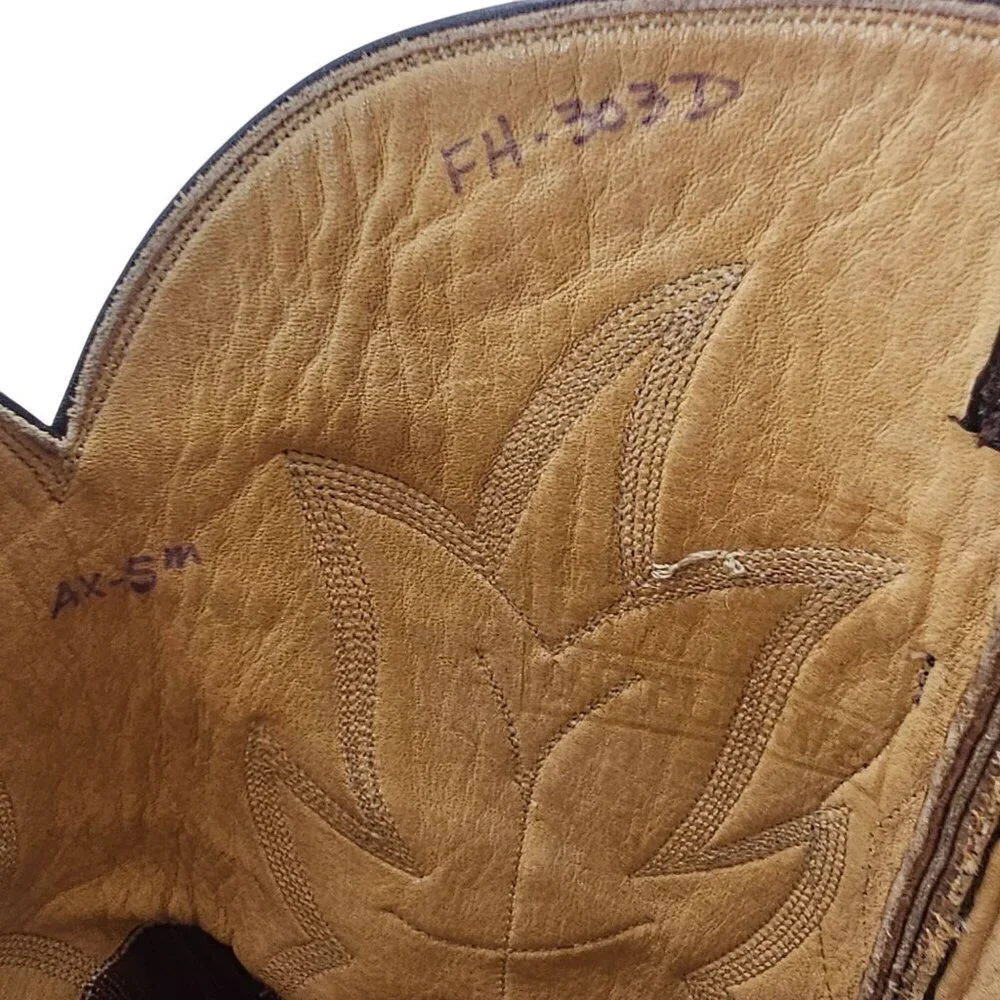 Tres Outlaws Falconhead Mens sz 15 Dark Brown Leather Custom Cowboy Western Boot - Picture 13 of 16